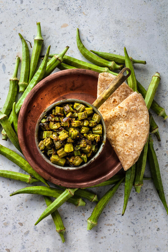Gujarati Bendha, okra, lady fingers with rotli